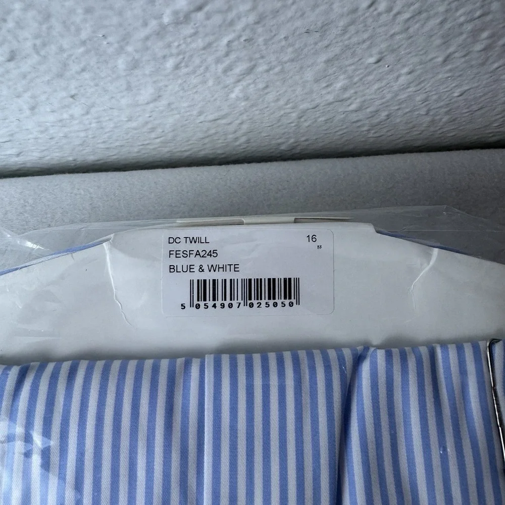 New Hawes & Curtis Womens Fitted Blue And White Striped Shirt UK 16 US 12 Preppy